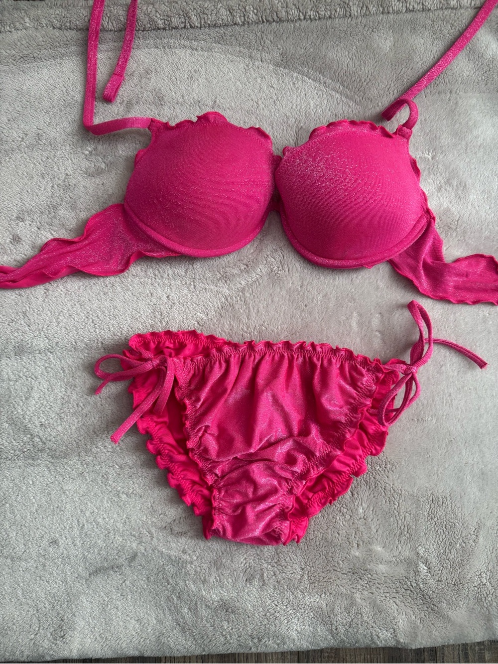 Hot Pink Ruffled Bikini Set